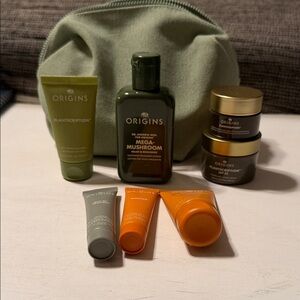 Origins Skincare Travel Set — Green, Orange, Brown